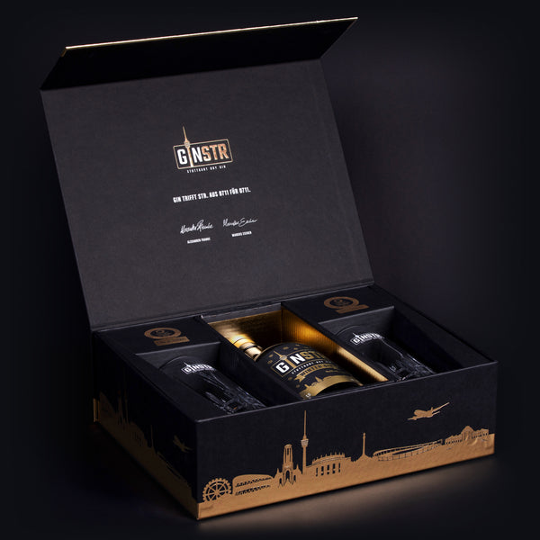 Das GINSTR - Winter Gin Geschenkset (in der edlen Box mit Kristallgläsern)